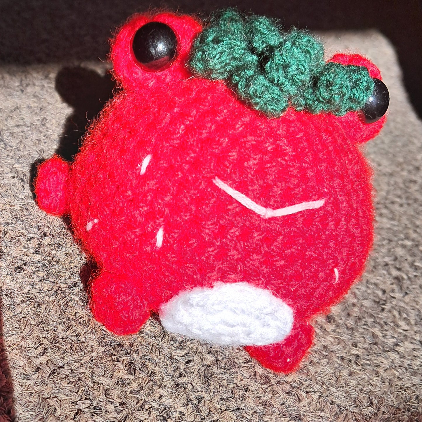 Crochet Strawberry Frog Desk Buddy